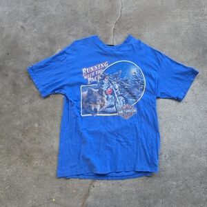 Vintage 91' Harley Davidson Running' With The Pack T-Shirt Lone Star Single